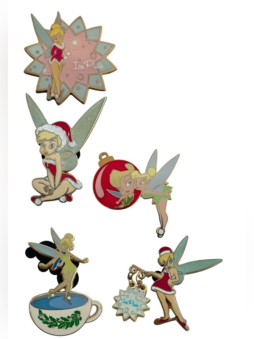 Disney Pins Tinker Bell Santa Ice Pixie Winter Holiday Christmas Set of 5 EUC